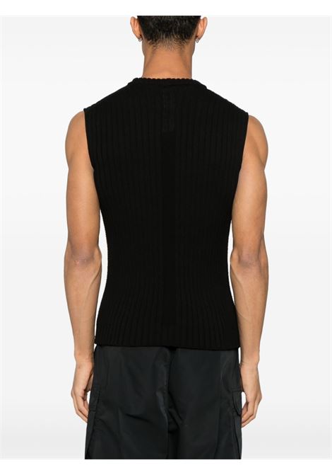 Black ribbed-knit tank top  Rick owens - men RICK OWENS | RU01E5662KEC09